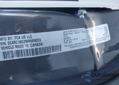 2021 Chrysler Pacifica Touring L z USA, uszkodzony, nr VIN 2C4RC1BG2MR589059